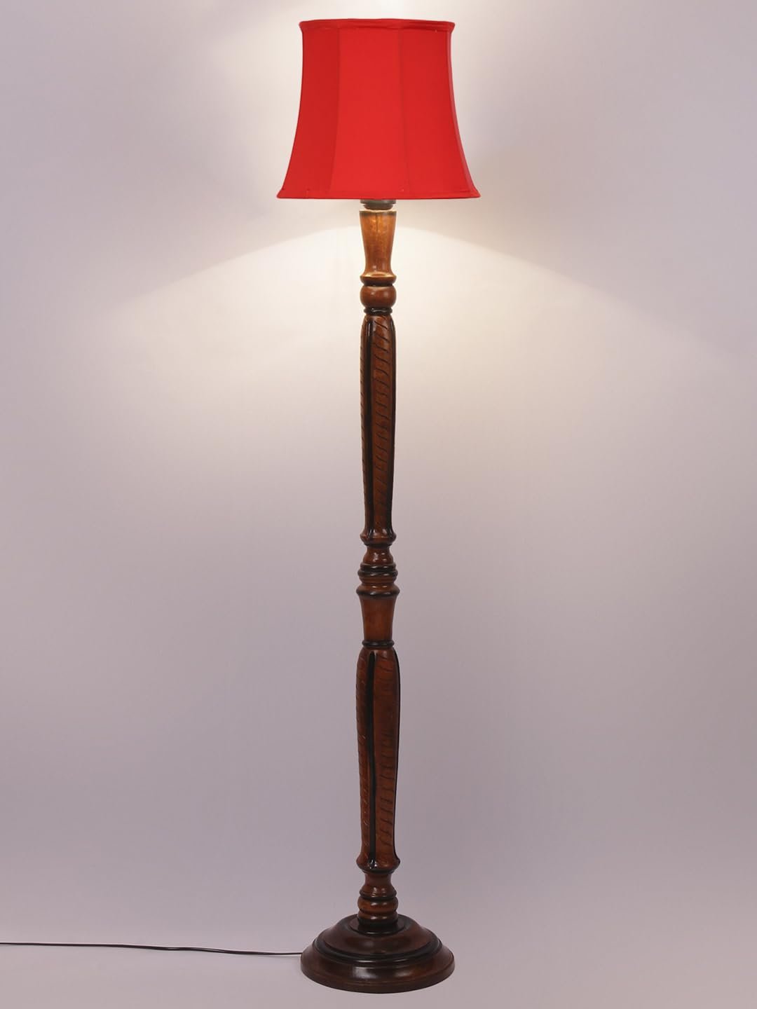 Red Cotton Wooden Floor Lamp -6