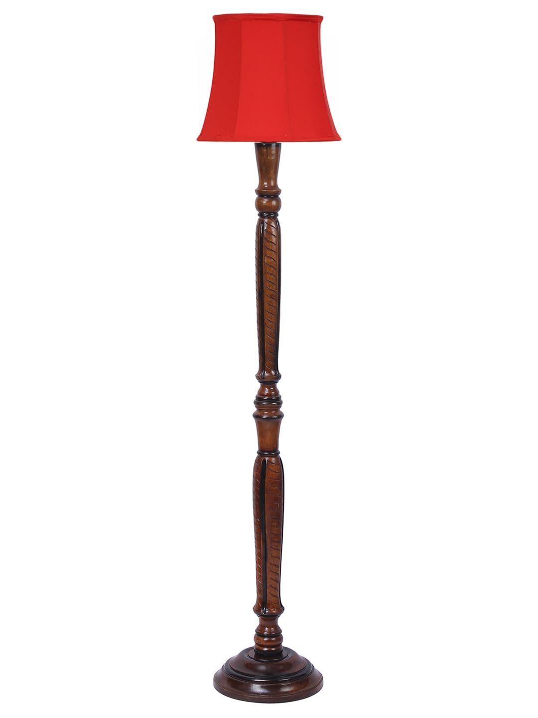 Red Cotton Wooden Floor Lamp -6