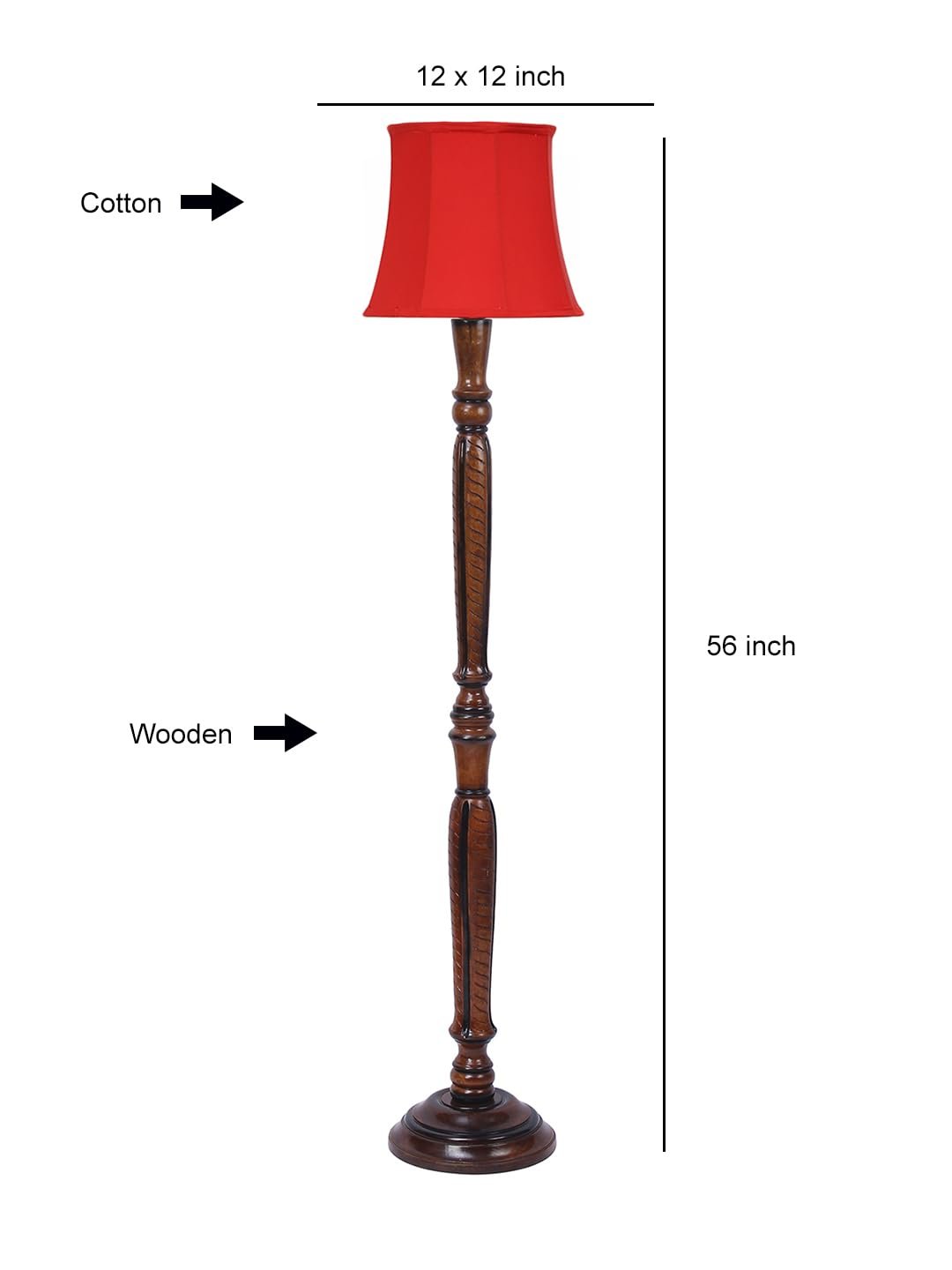 Red Cotton Wooden Floor Lamp -6