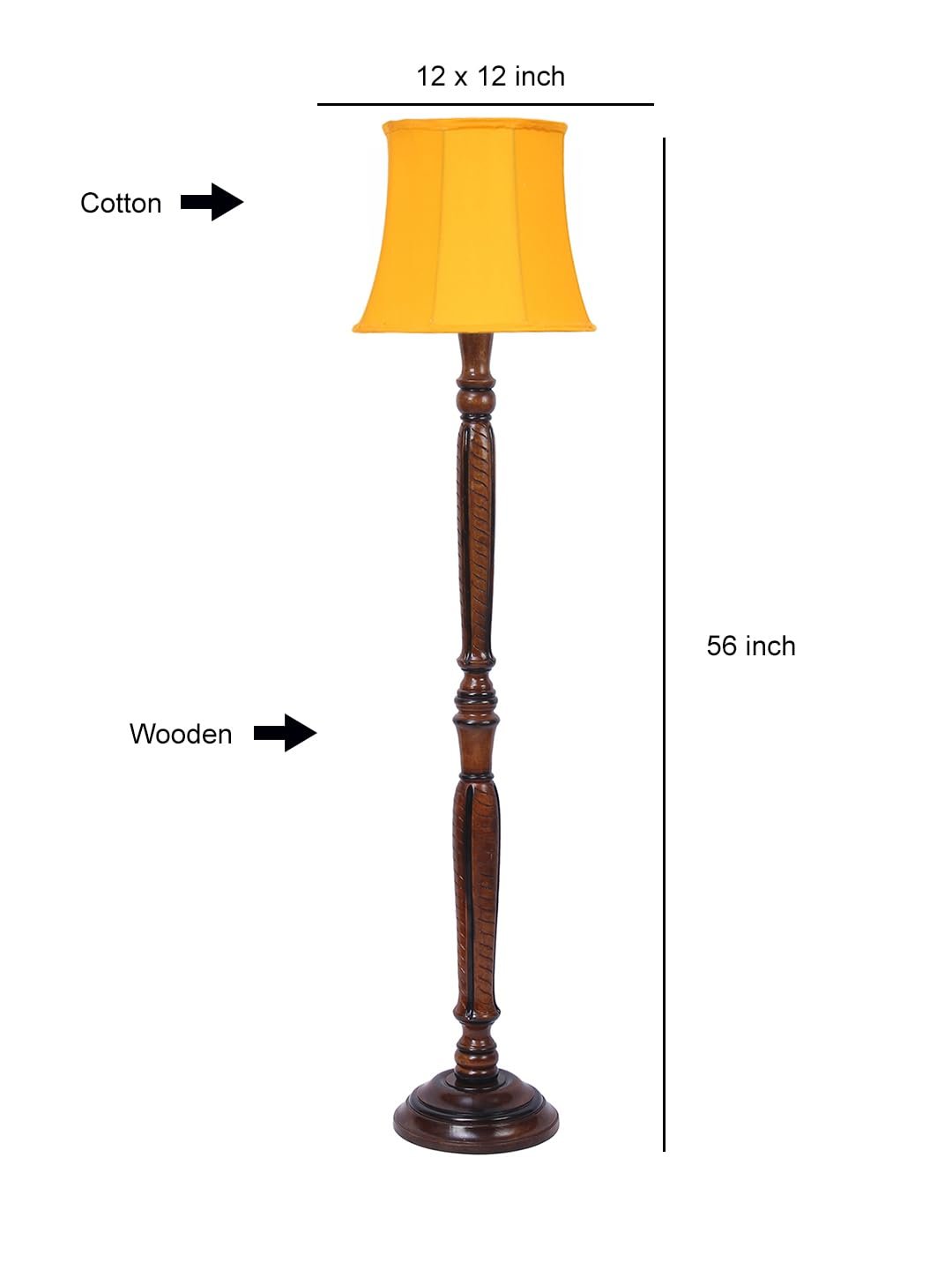 Yellow Cotton Wooden Floor Lamp -7