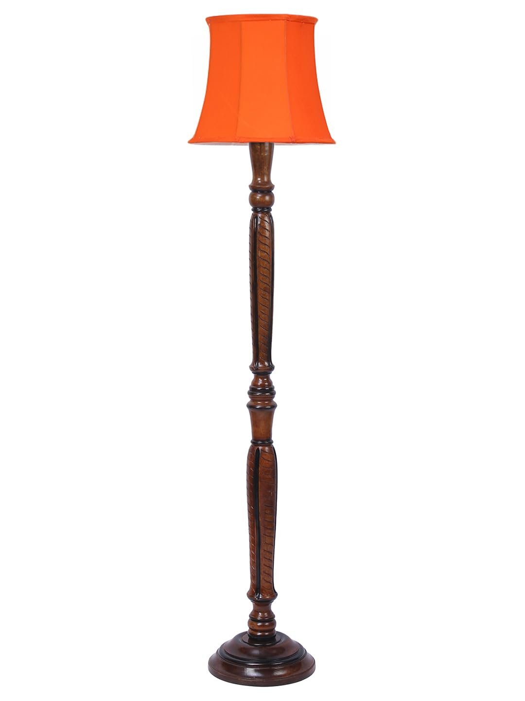 Orange Cotton Wooden Floor Lamp -8