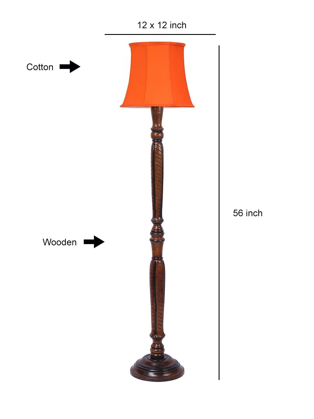 Orange Cotton Wooden Floor Lamp -8
