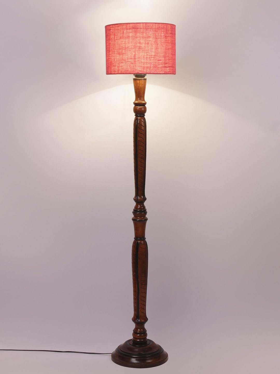 Pink Jute Wooden Floor Lamp -10