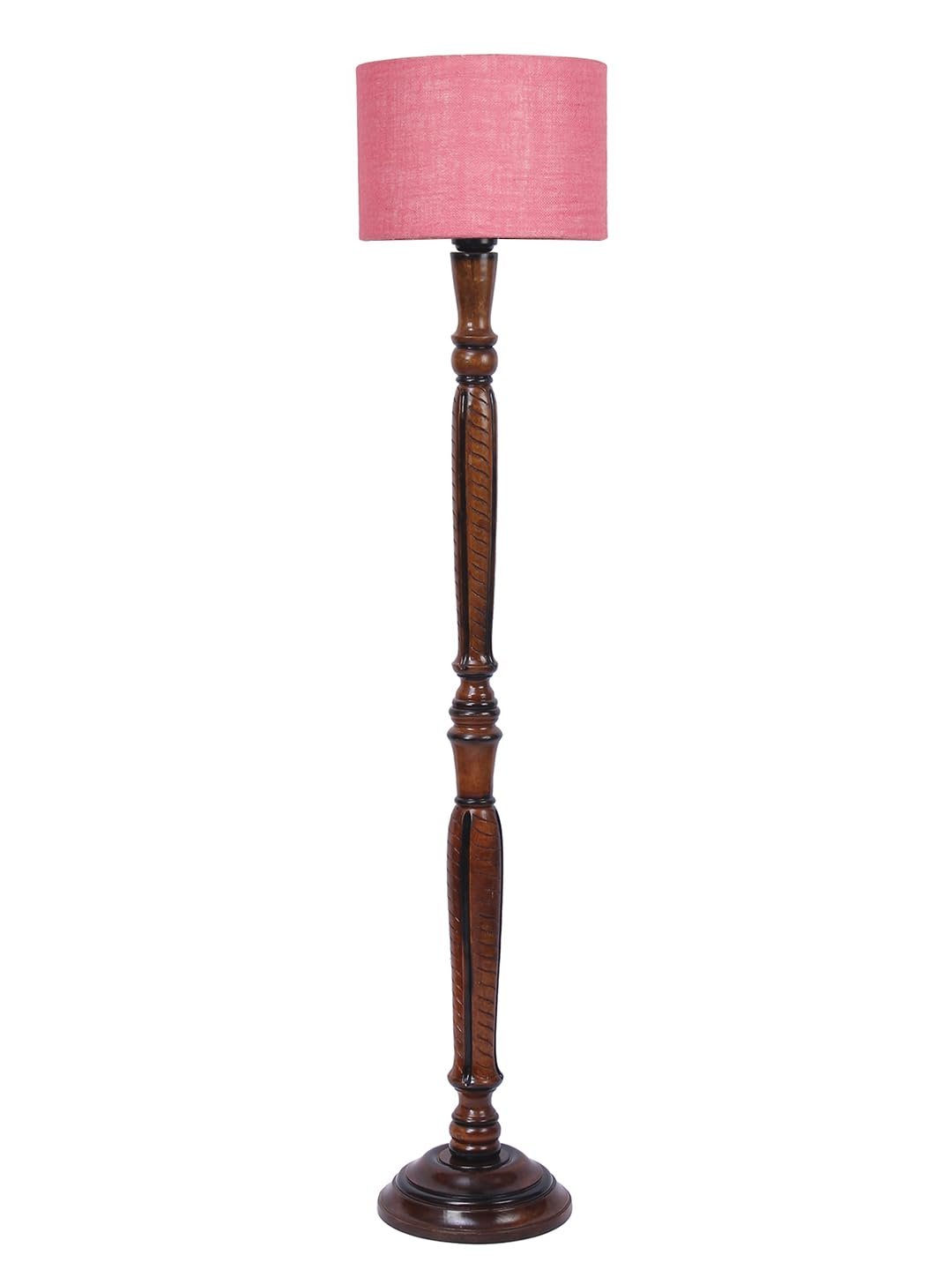 Pink Jute Wooden Floor Lamp -10