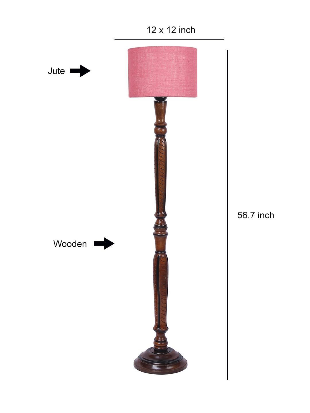 Pink Jute Wooden Floor Lamp -10