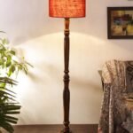 Maroon Jute Wooden Floor Lamp -12