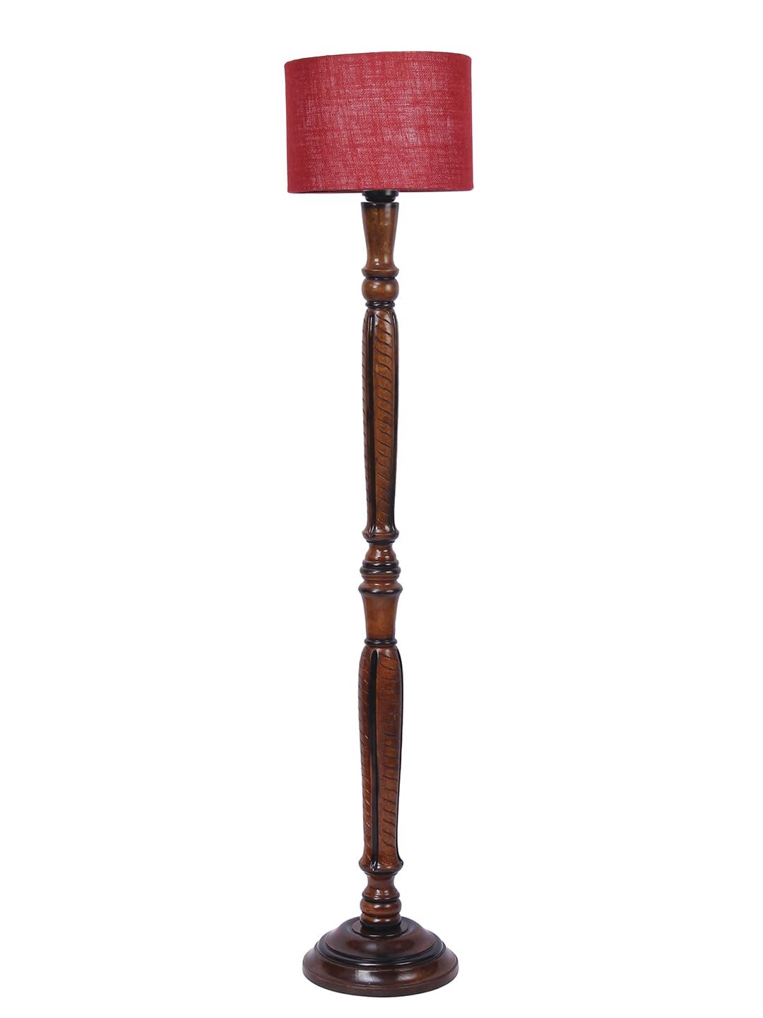 Maroon Jute Wooden Floor Lamp -12