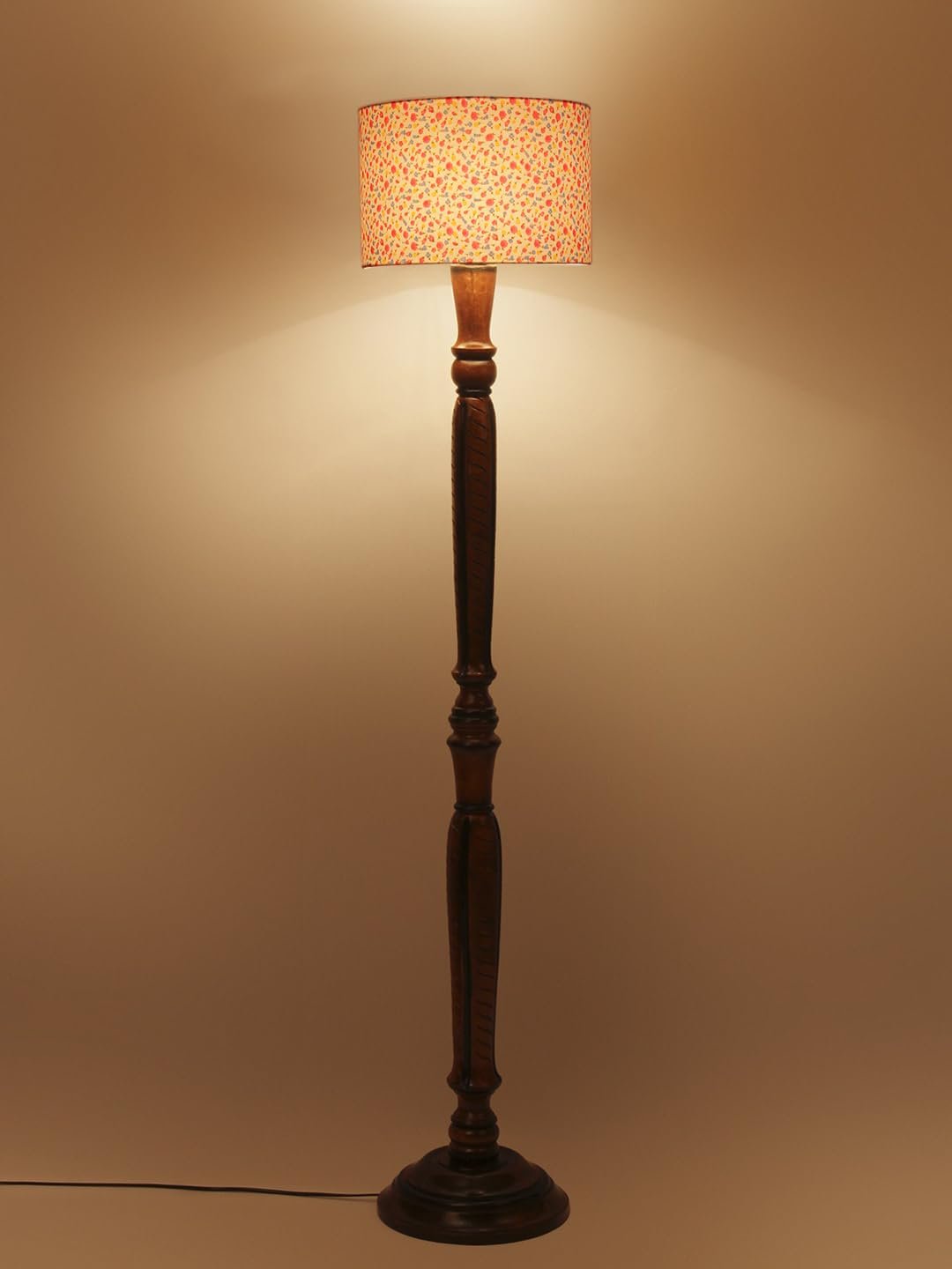 Multicolor Cotton Wooden Floor Lamp -15
