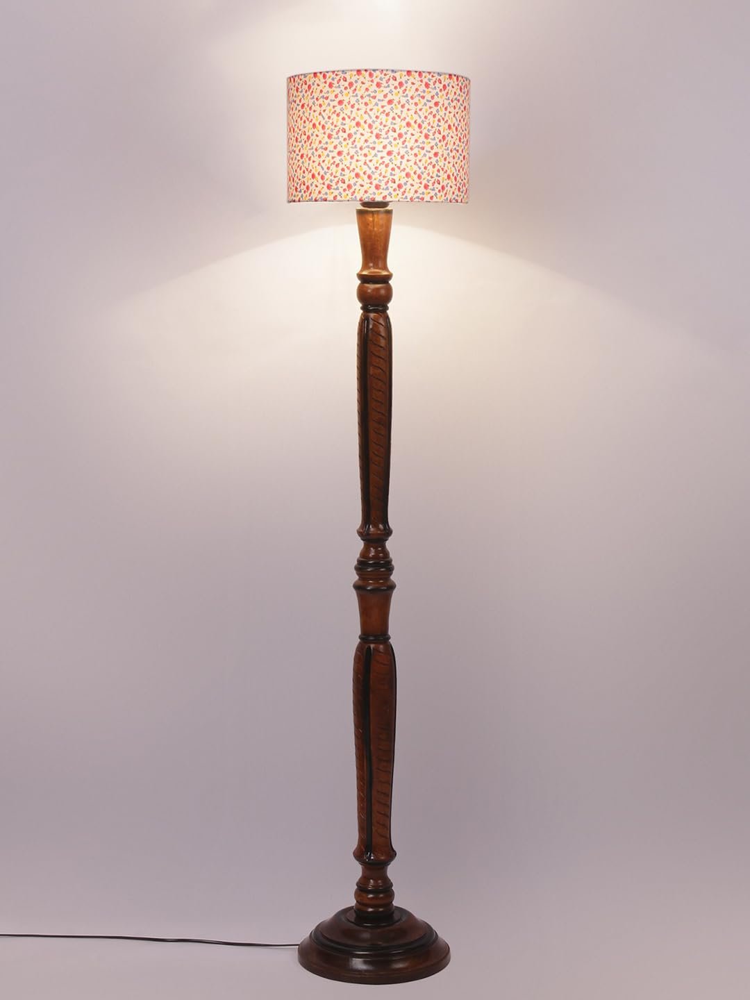 Multicolor Cotton Wooden Floor Lamp -15