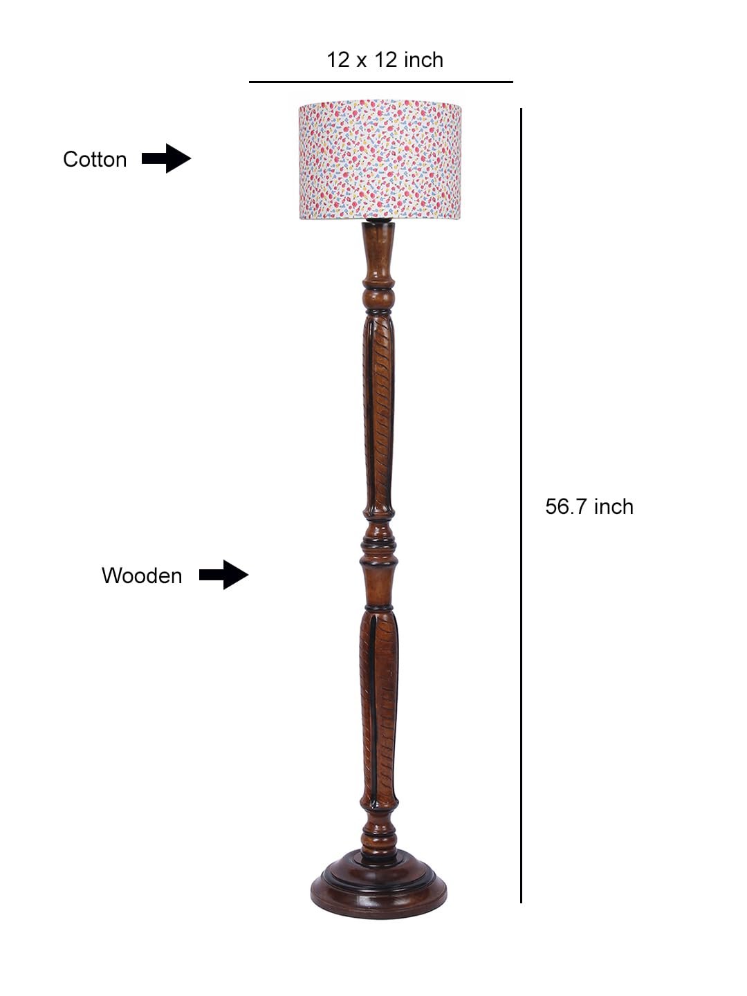 Multicolor Cotton Wooden Floor Lamp -15
