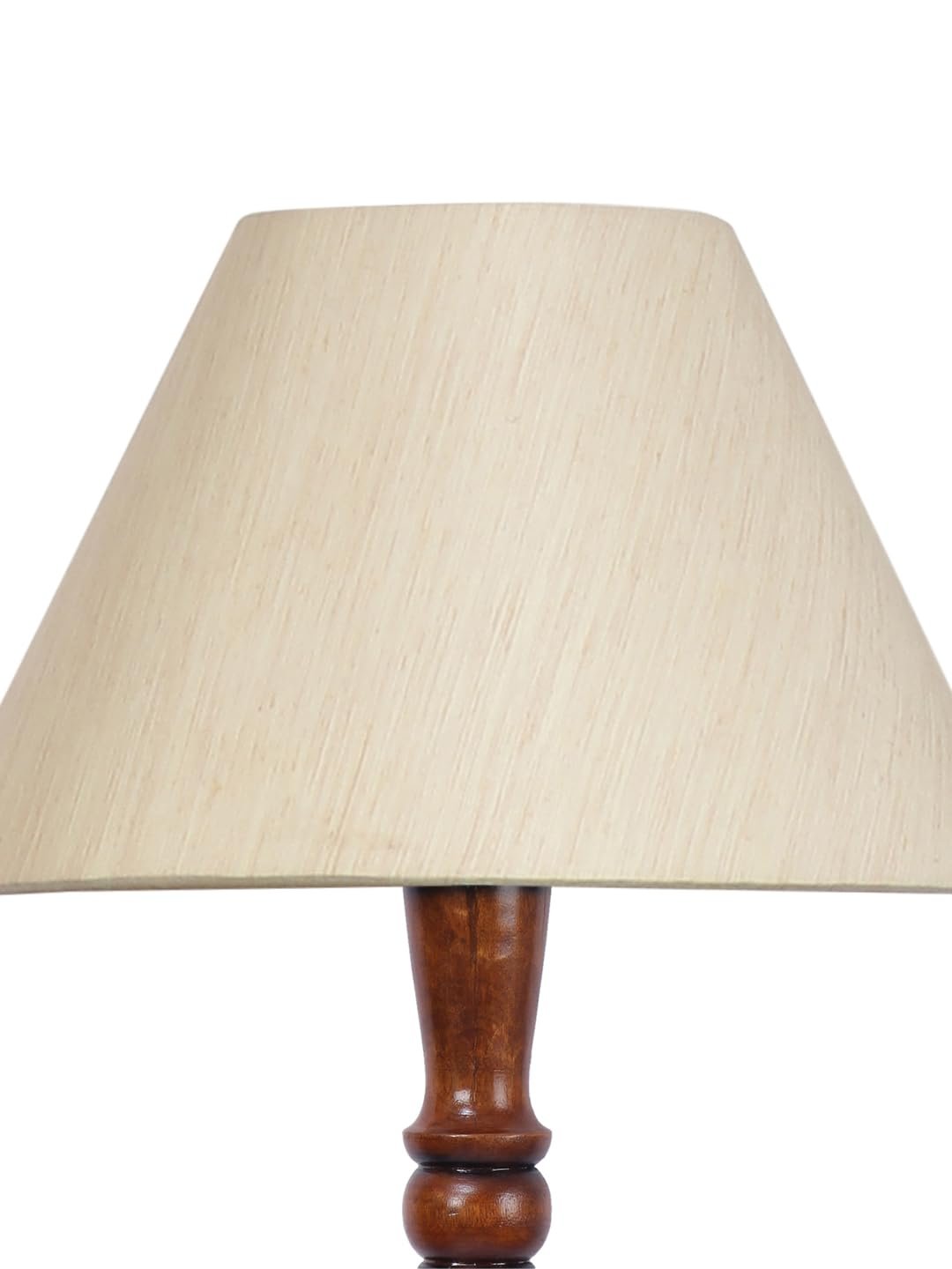 Off-White Cotton conical Wooden Floor lamp -16