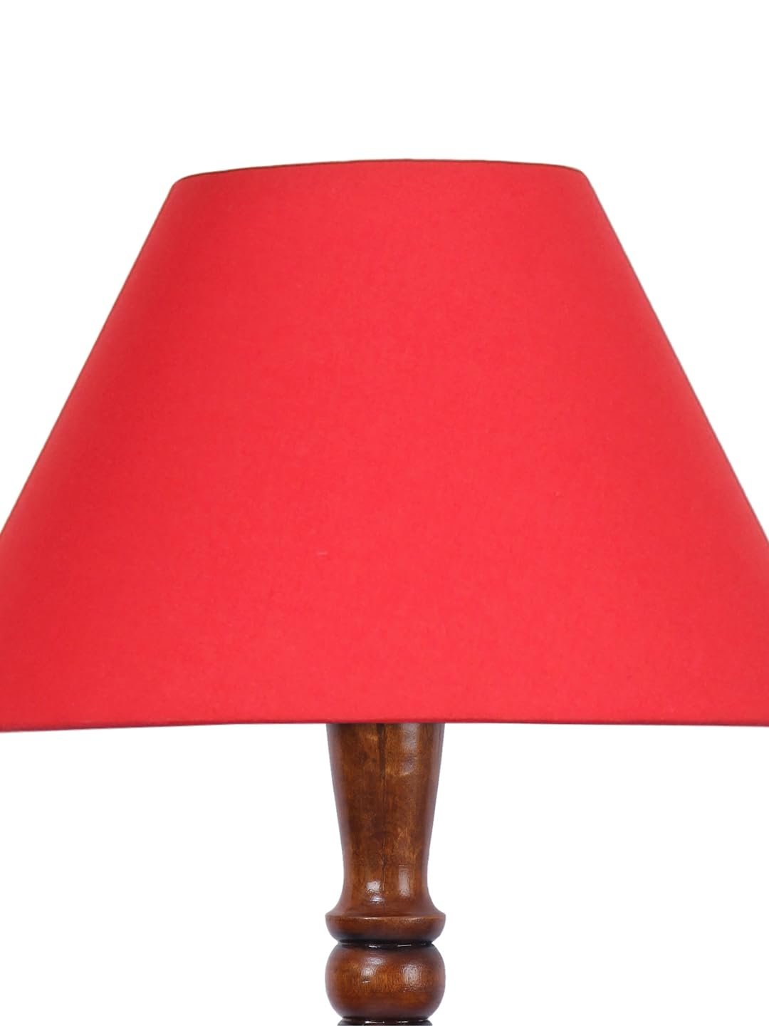 Red Cotton conical Wooden Floor lamp -18