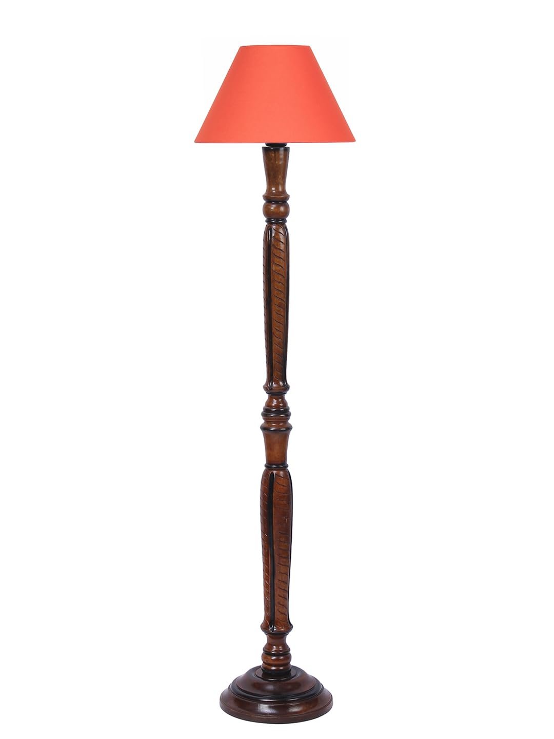 Orange Cotton conical Wooden Floor lamp -19