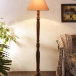 Grey Cotton conical Wooden Floor lamp -21