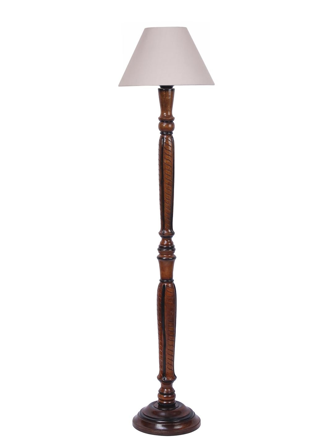 Grey Cotton conical Wooden Floor lamp -21