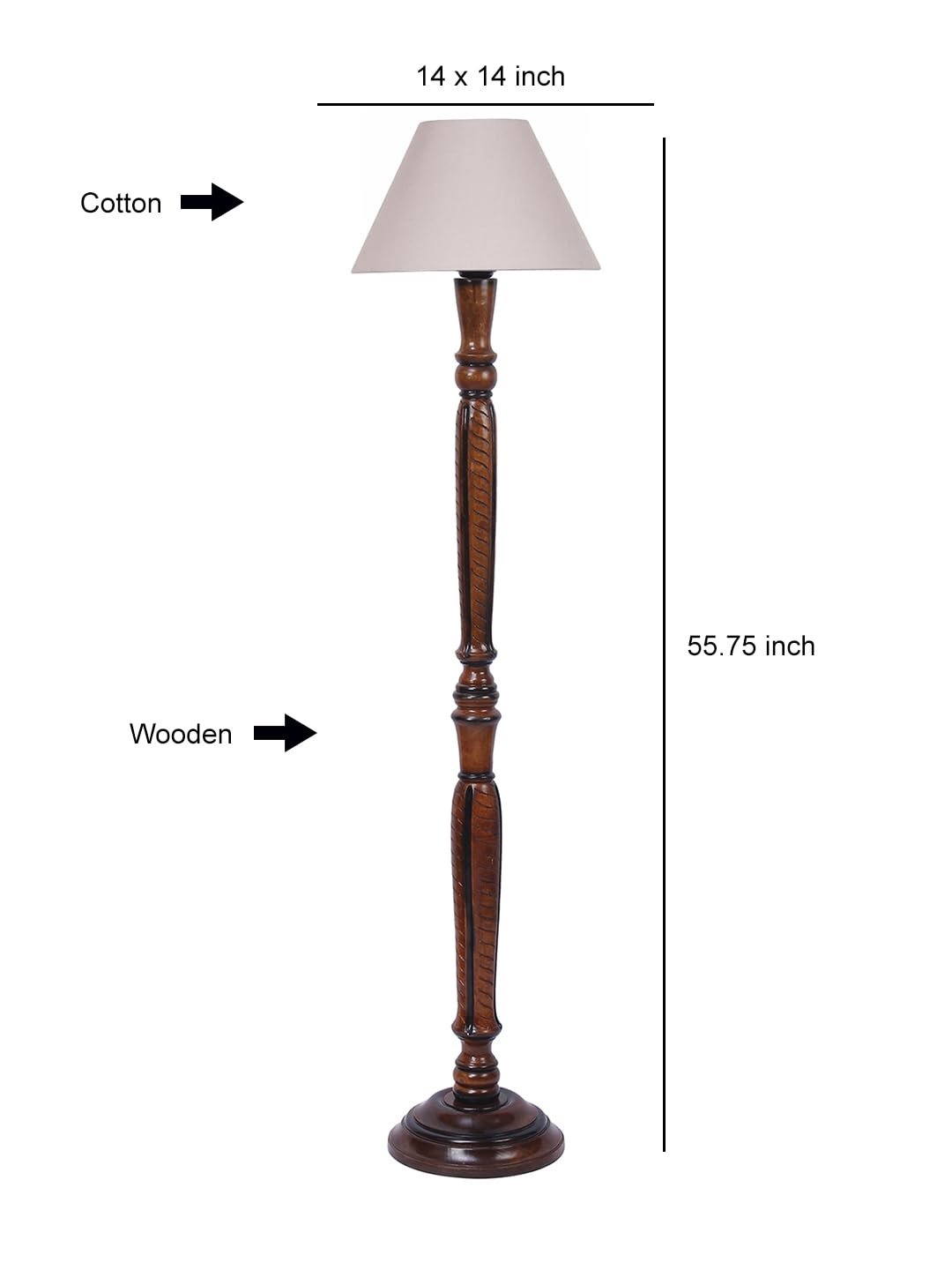 Grey Cotton conical Wooden Floor lamp -21