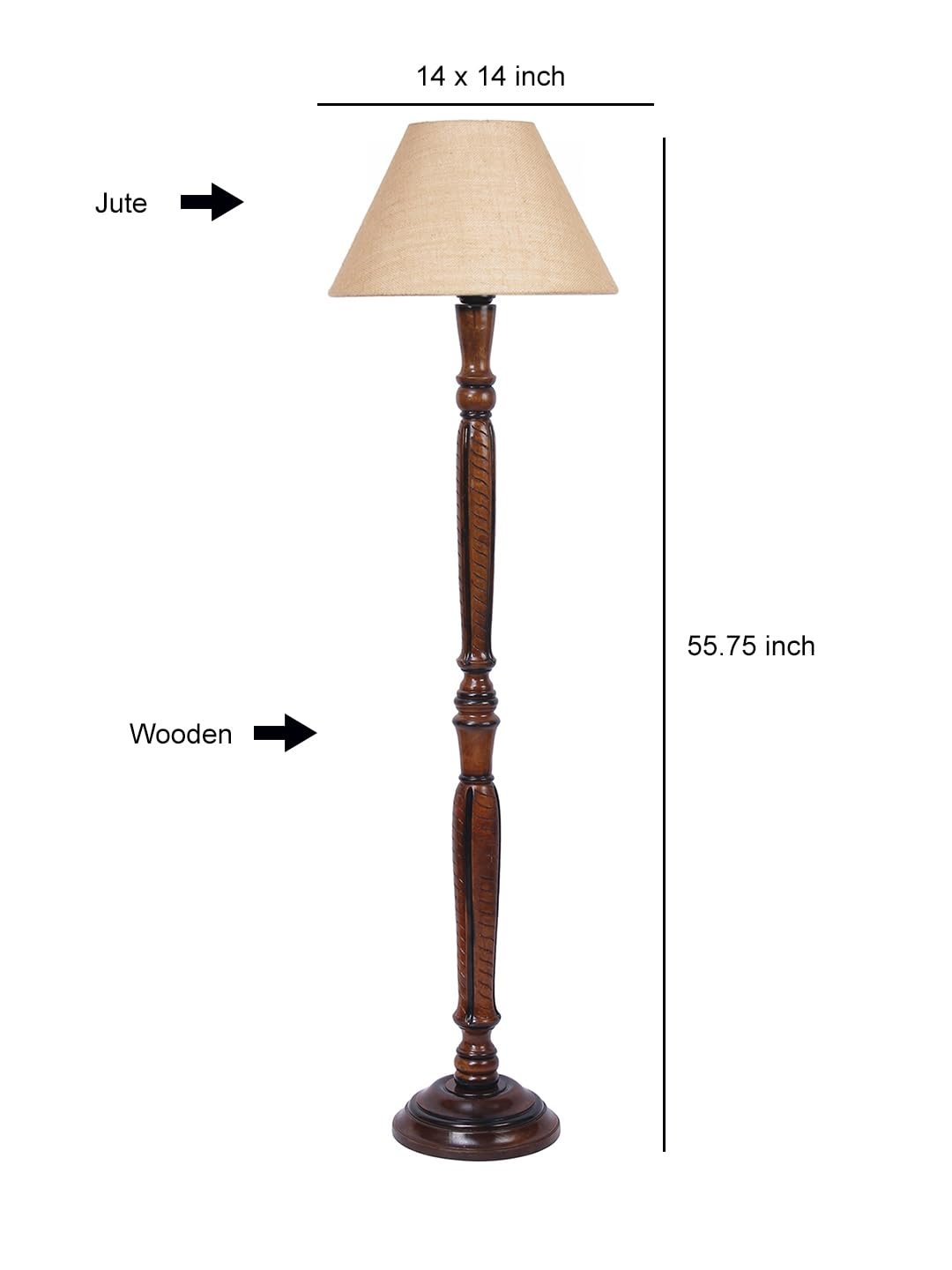 Beige Jute Conical Wooden Floor lamp -23