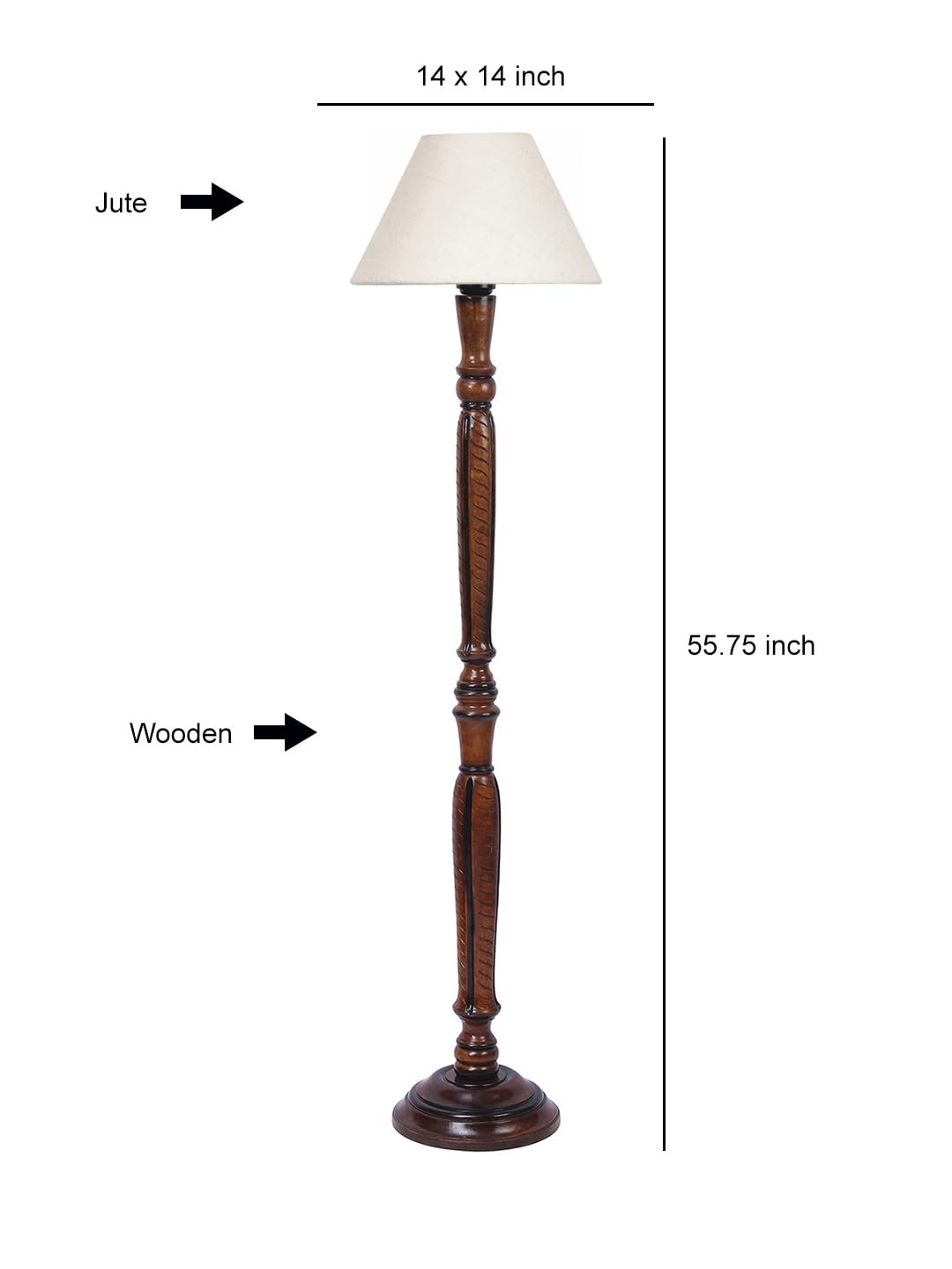 White Jute Conical Wooden Floor lamp -24