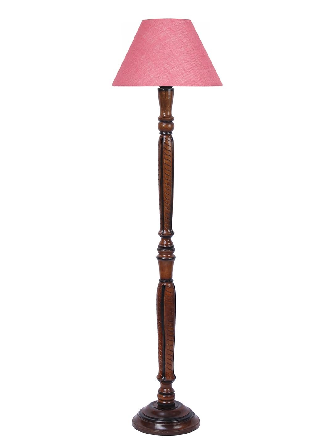 Pink Jute Conical Wooden Floor lamp -25