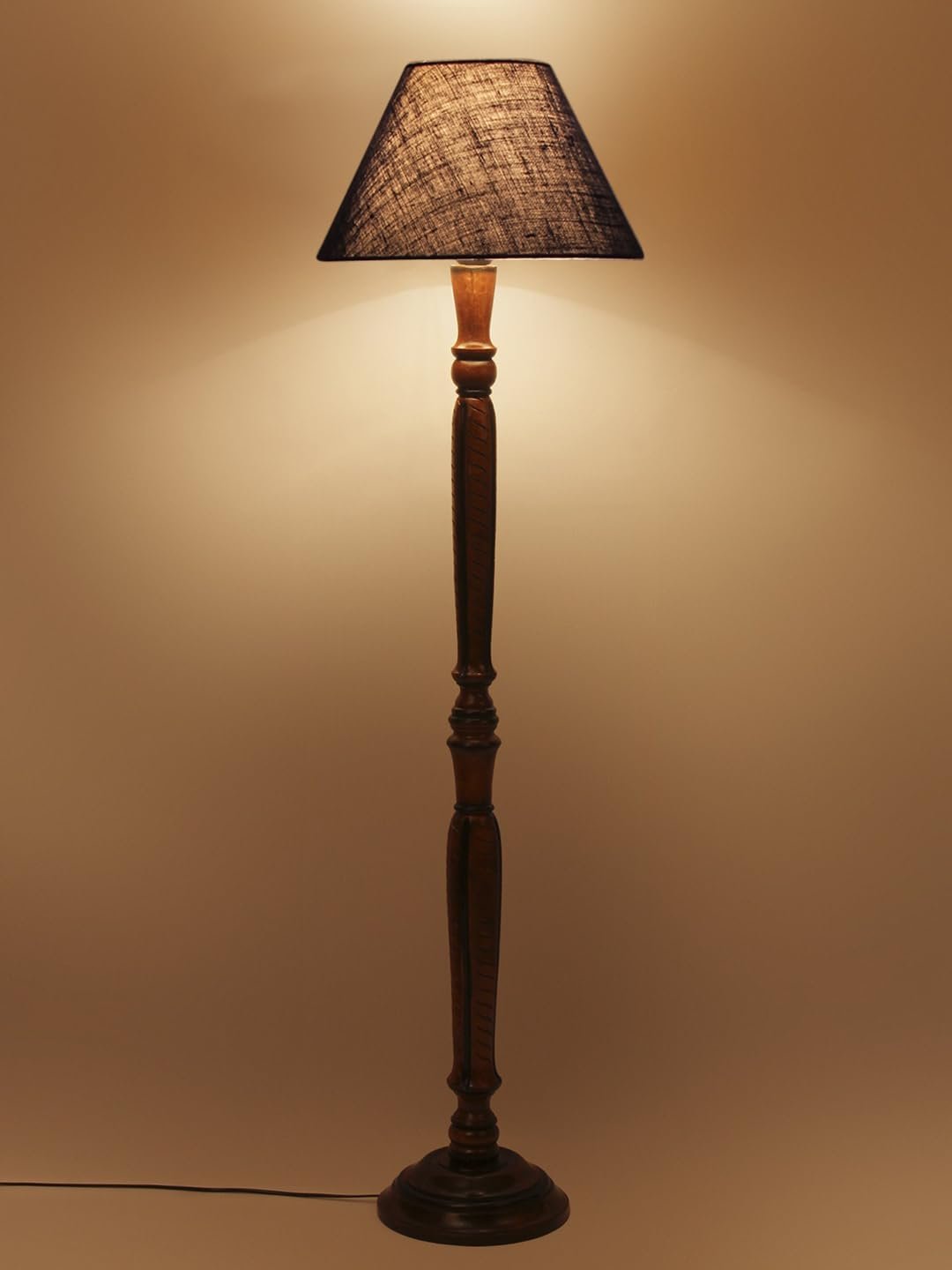 Blue Jute Conical Wooden Floor lamp -27