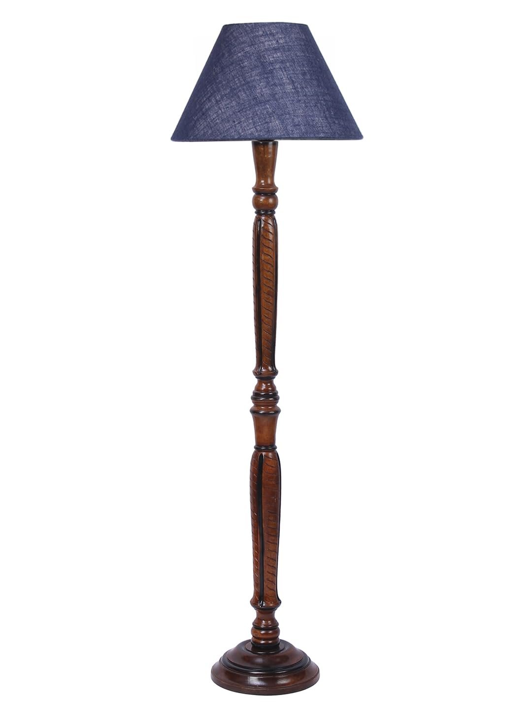 Blue Jute Conical Wooden Floor lamp -27
