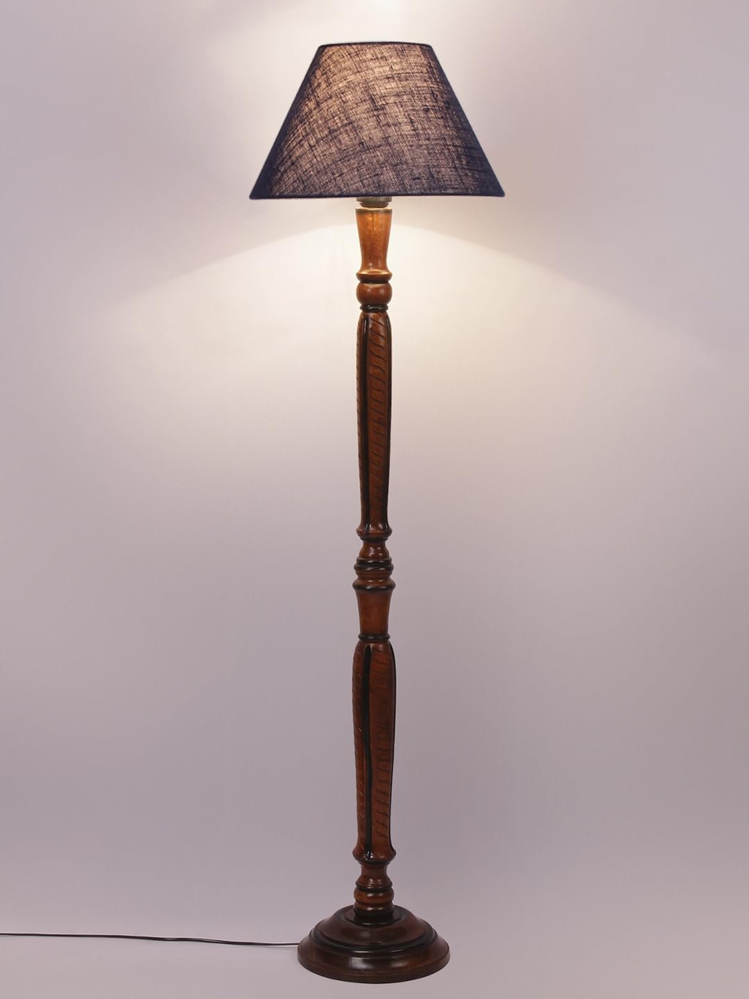 Blue Jute Conical Wooden Floor lamp -27