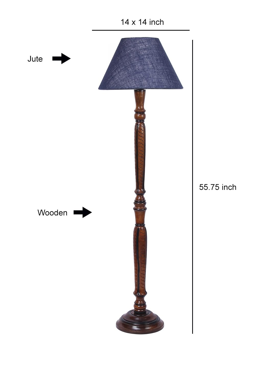 Blue Jute Conical Wooden Floor lamp -27