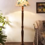 Multicolor Cotton Conical Wooden Floor lamp -28