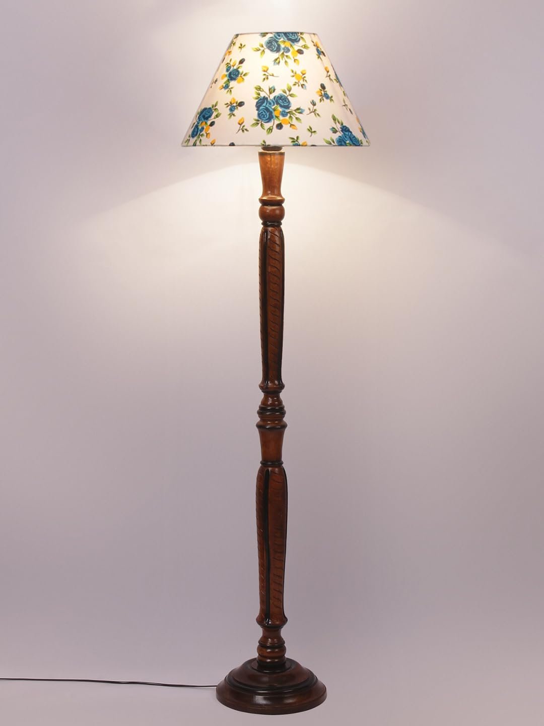 Multicolor Cotton Conical Wooden Floor lamp -28