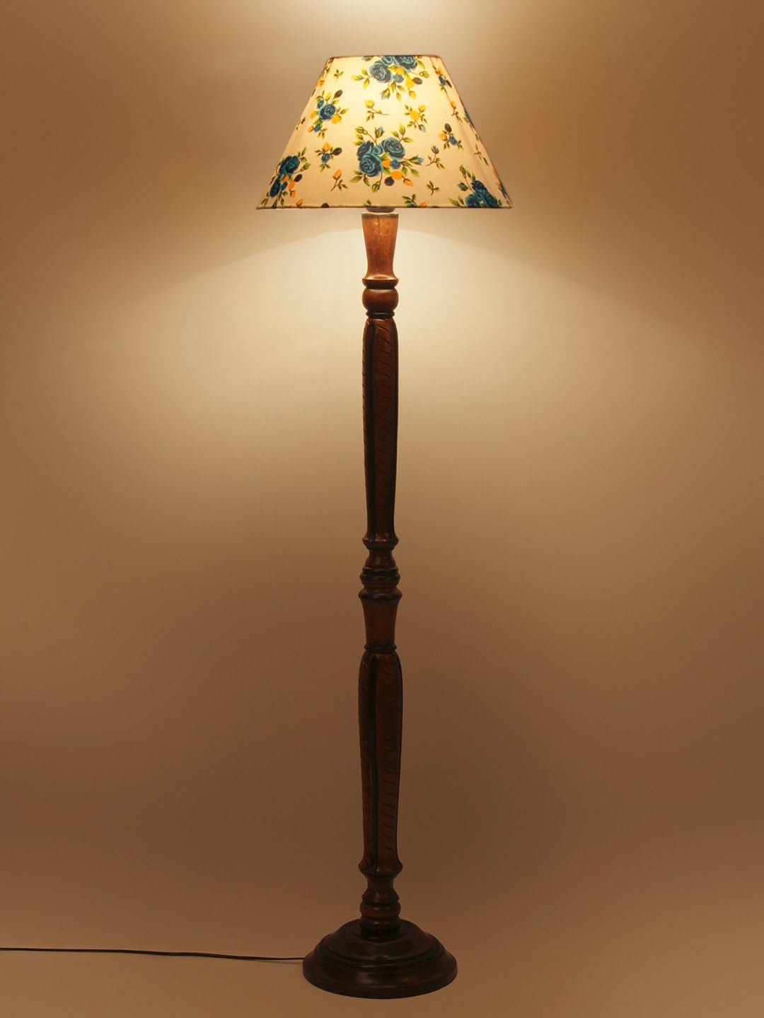 Multicolor Cotton Conical Wooden Floor lamp -28