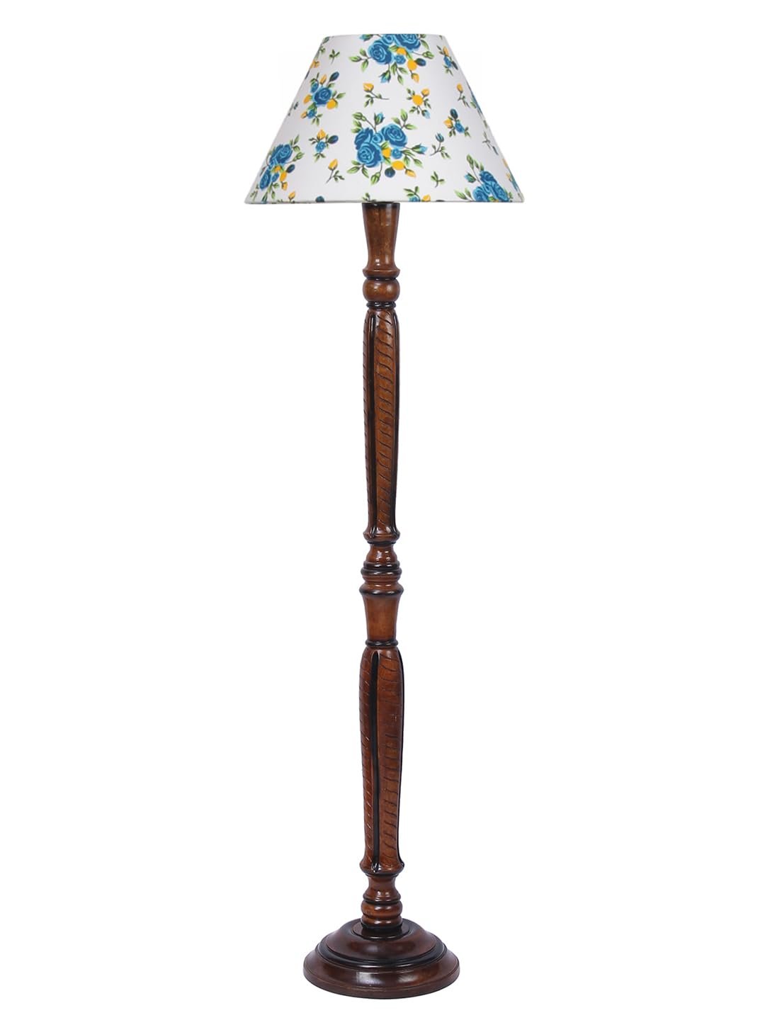 Multicolor Cotton Conical Wooden Floor lamp -28