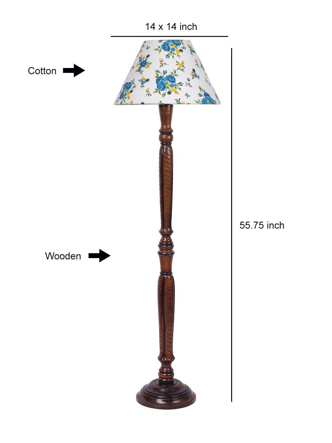 Multicolor Cotton Conical Wooden Floor lamp -28