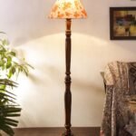 Multicolor Cotton Conical Wooden Floor lamp -29
