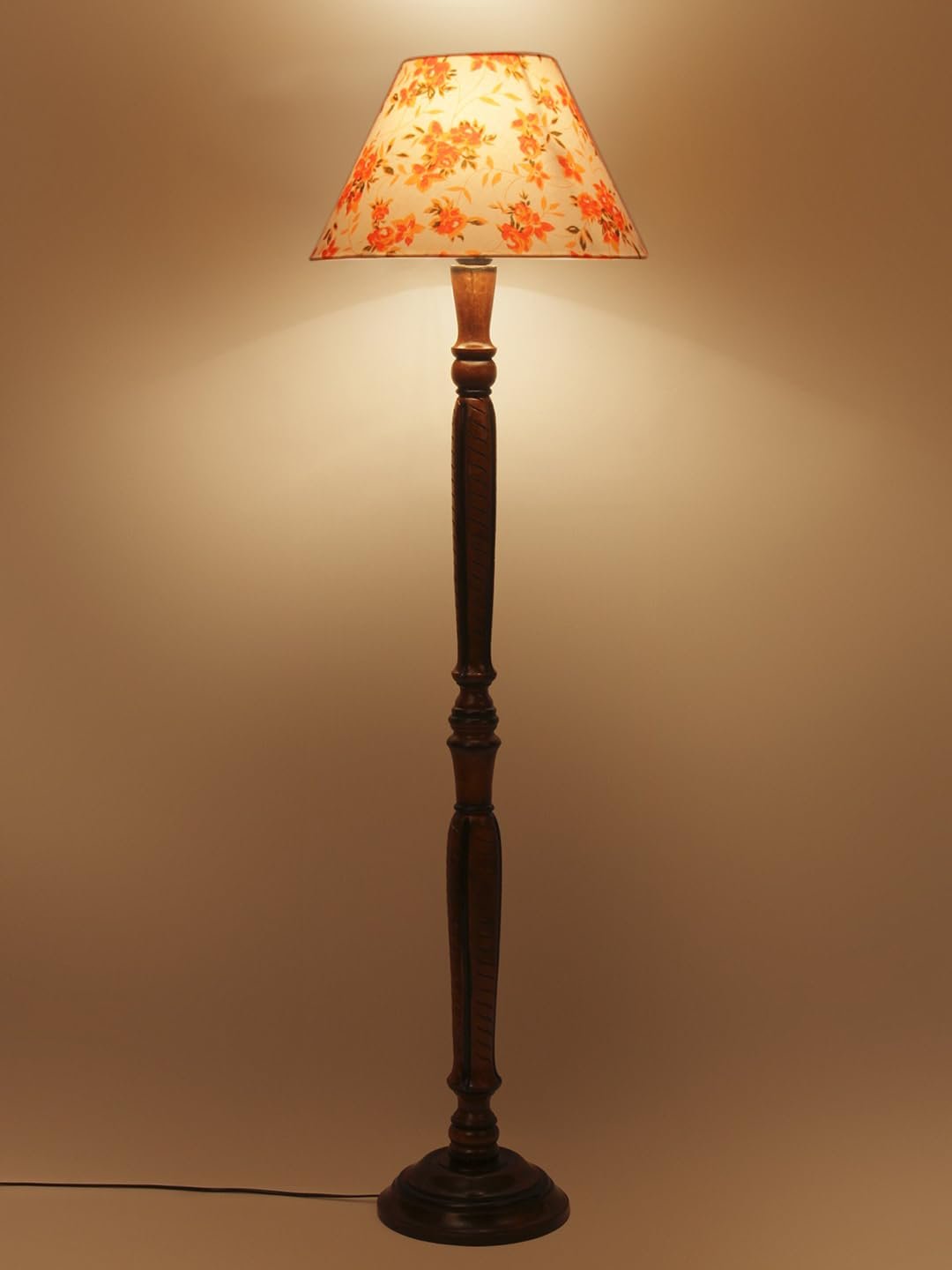 Multicolor Cotton Conical Wooden Floor lamp -29