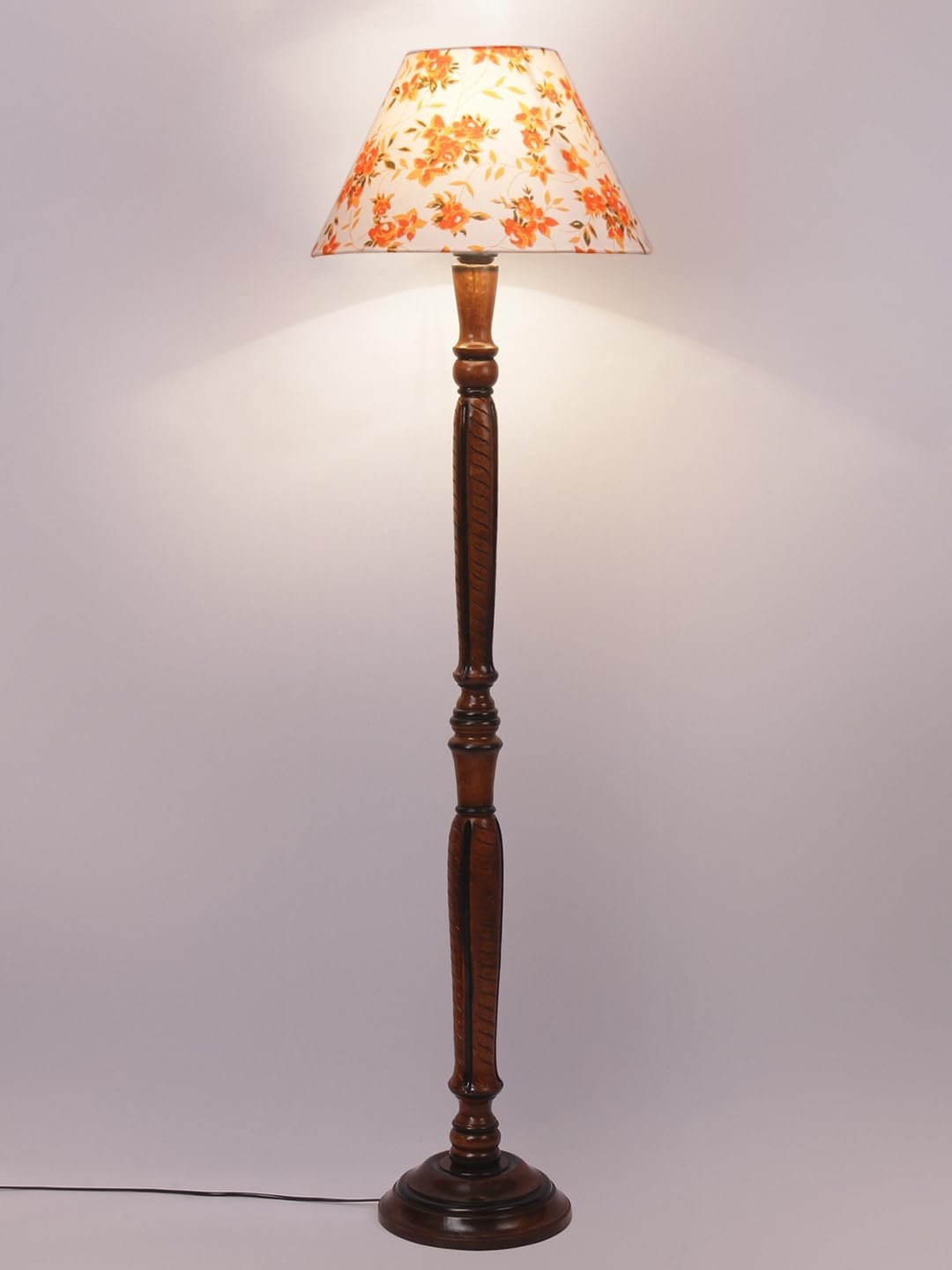 Multicolor Cotton Conical Wooden Floor lamp -29