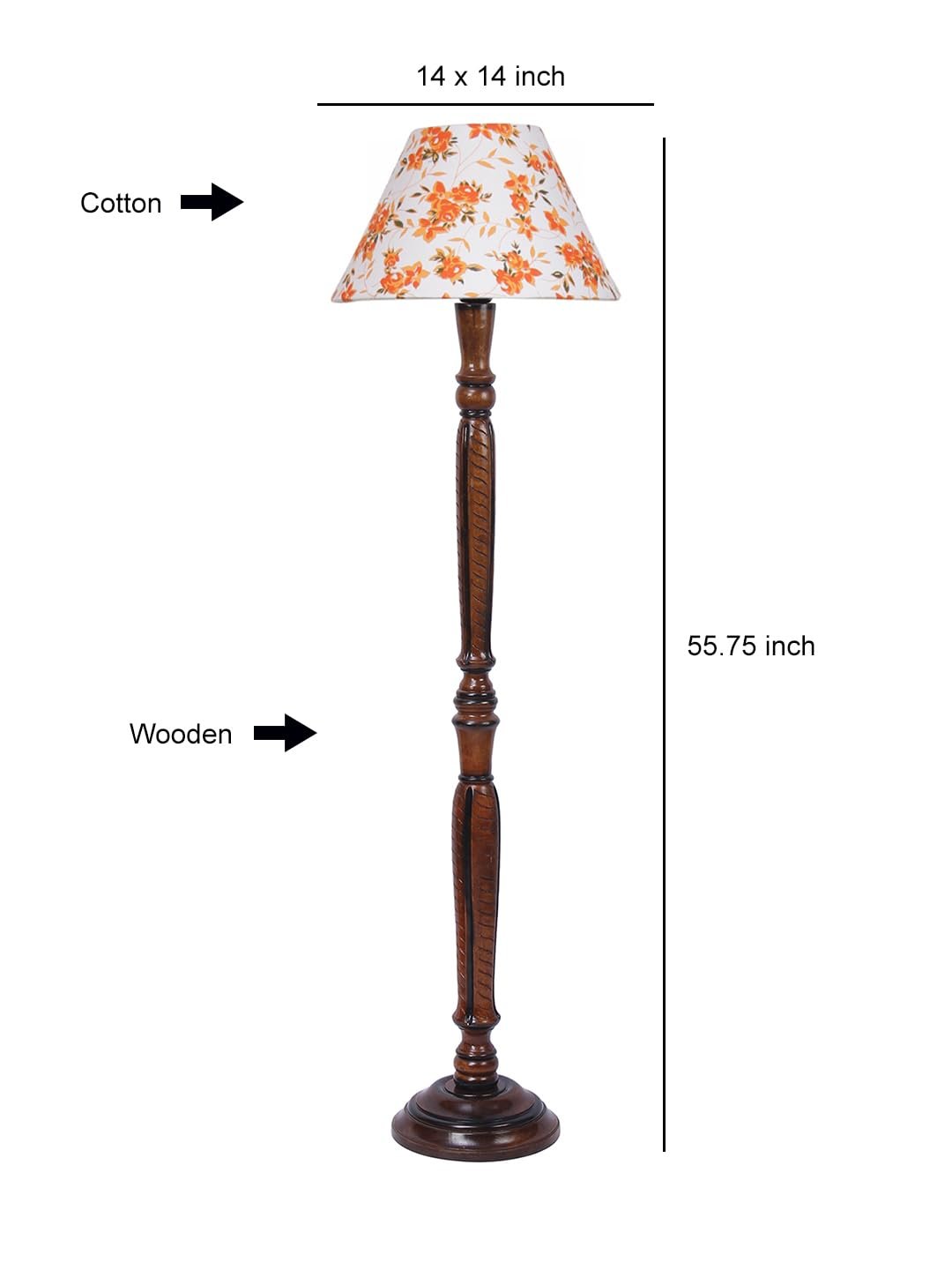 Multicolor Cotton Conical Wooden Floor lamp -29