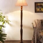 Multicolor Cotton Conical Wooden Floor lamp -30