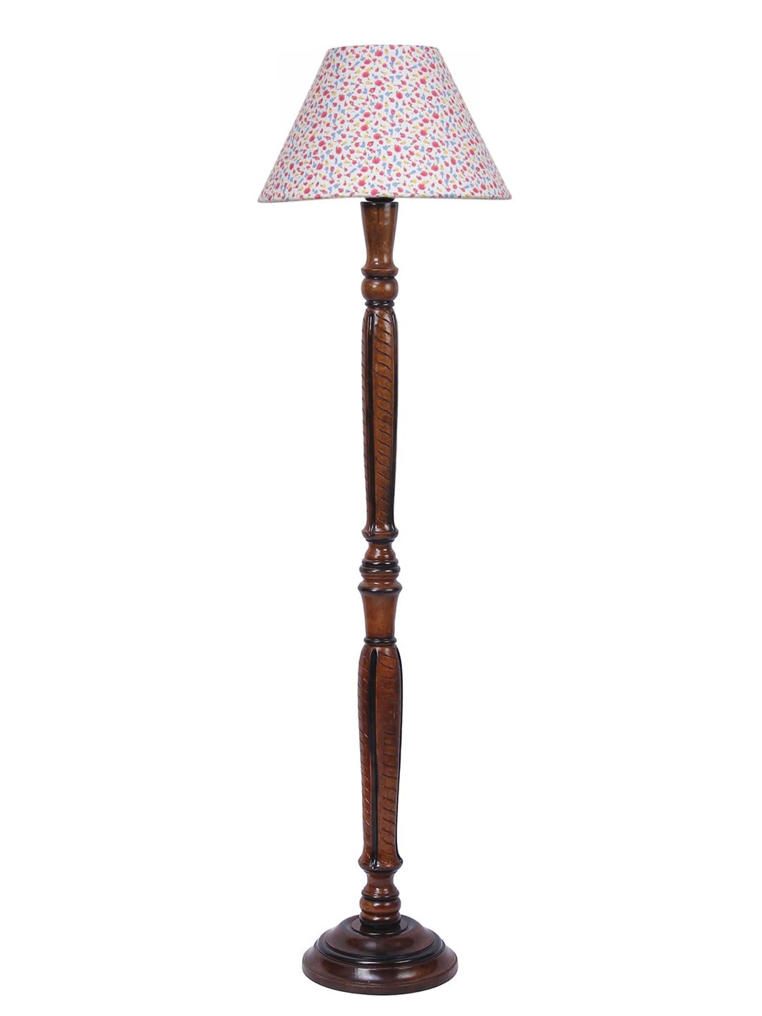 Multicolor Cotton Conical Wooden Floor lamp -30