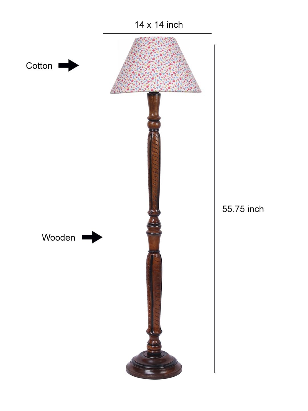 Multicolor Cotton Conical Wooden Floor lamp -30