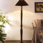 Black Coolie Cotton Wooden Floor lamp -34
