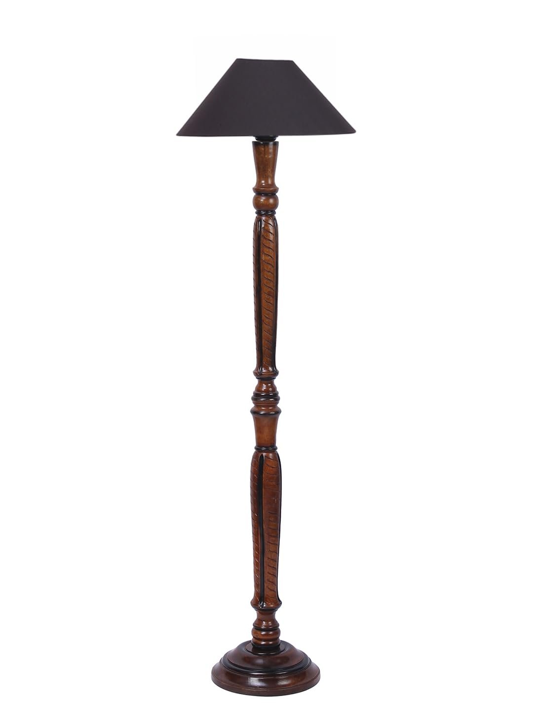 Black Coolie Cotton Wooden Floor lamp -34