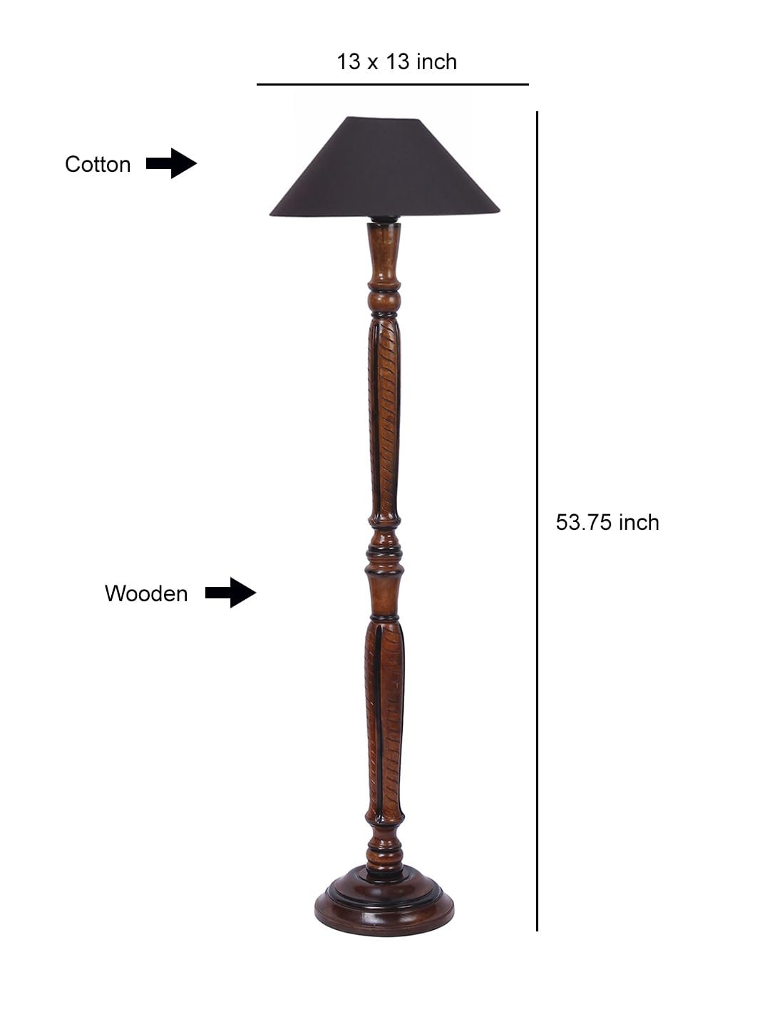 Black Coolie Cotton Wooden Floor lamp -34
