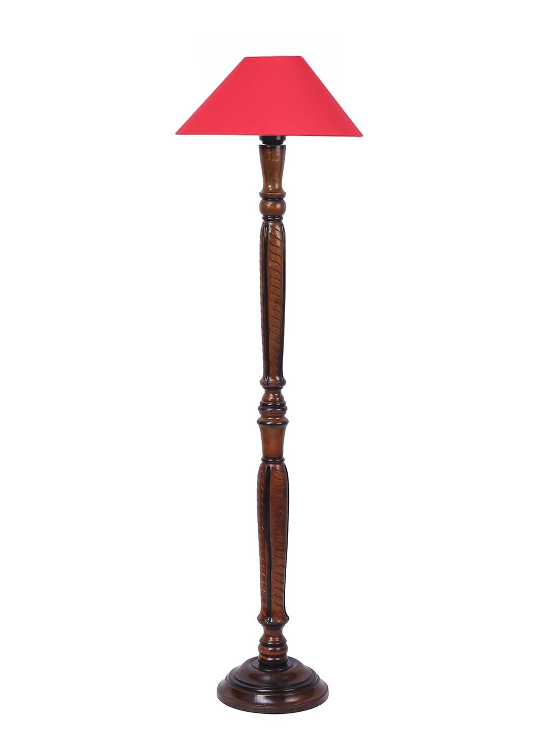 Red Coolie Cotton Wooden Floor lamp -35