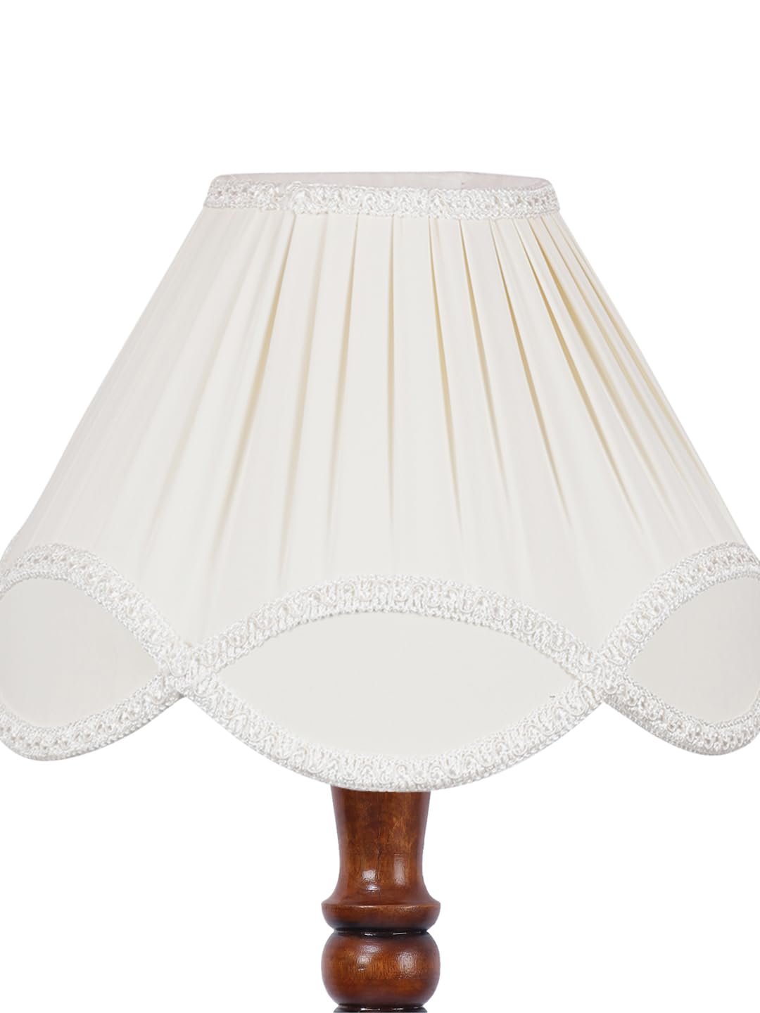Vintage Off-White Cotton Wooden Floor Lamp -37