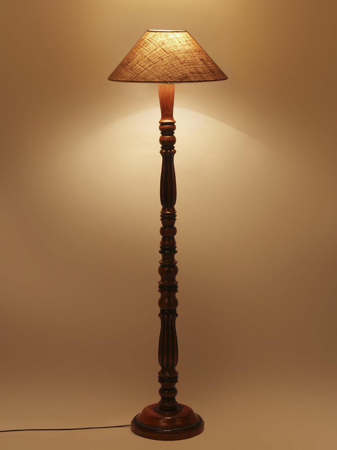 Beige Jute Wooden Floor Lamp -39