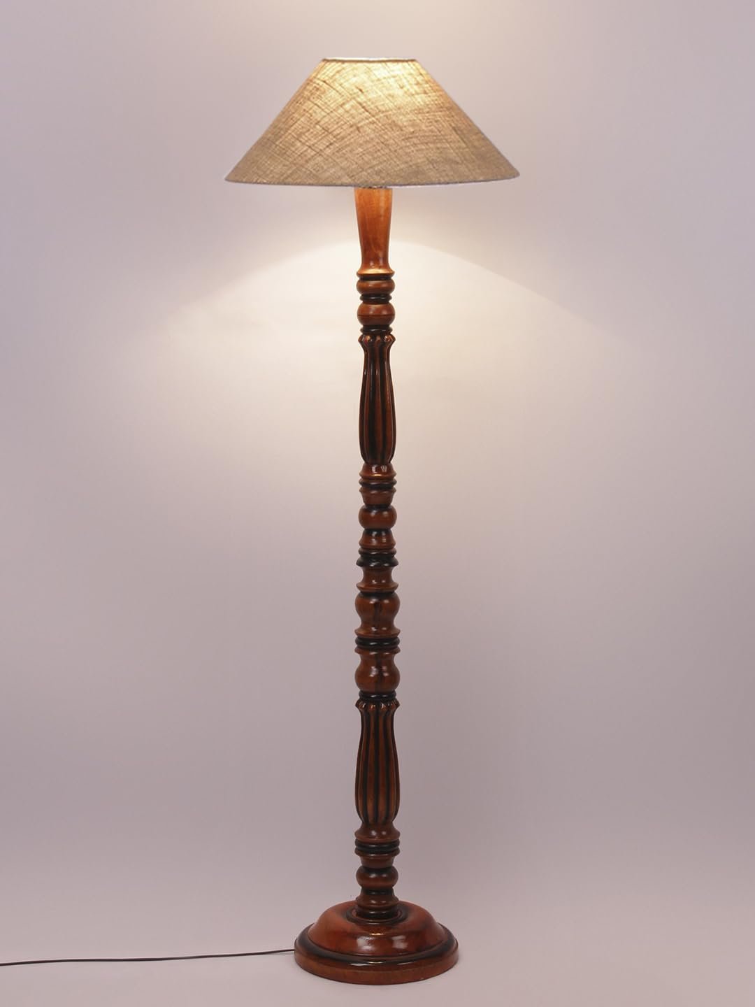 Beige Jute Wooden Floor Lamp -39