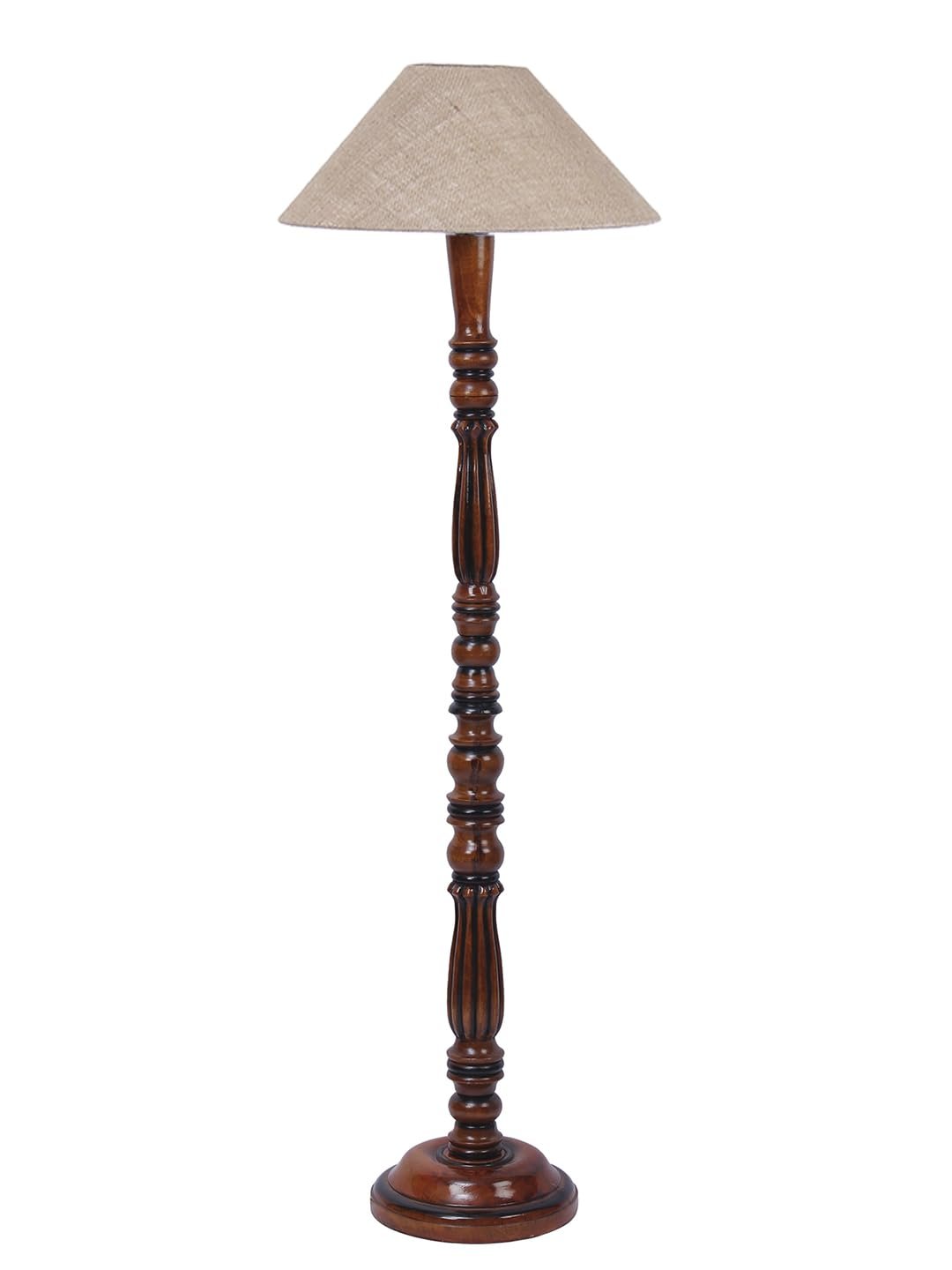 Beige Jute Wooden Floor Lamp -39