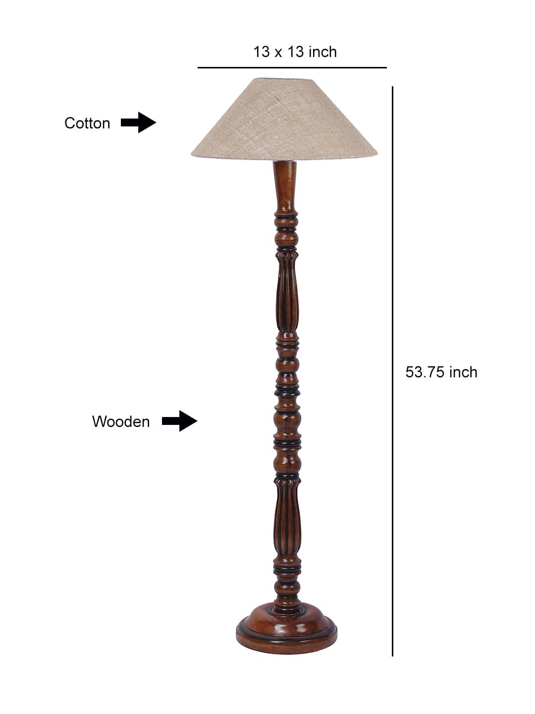 Beige Jute Wooden Floor Lamp -39
