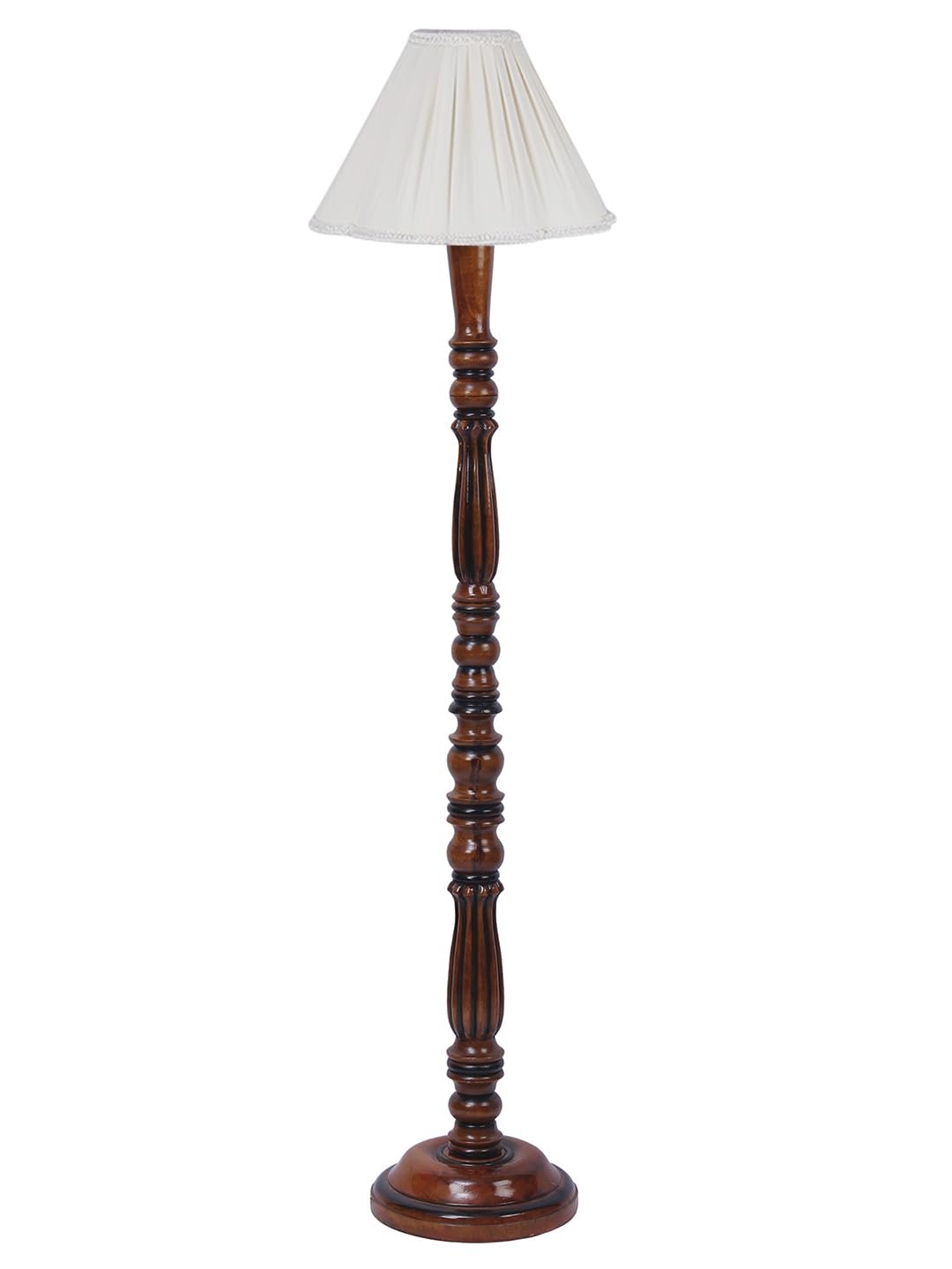 Vintage Cotton Shade Wood Floor Lamp -40