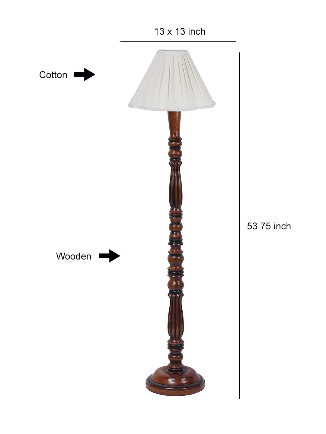 Vintage Cotton Shade Wood Floor Lamp -40
